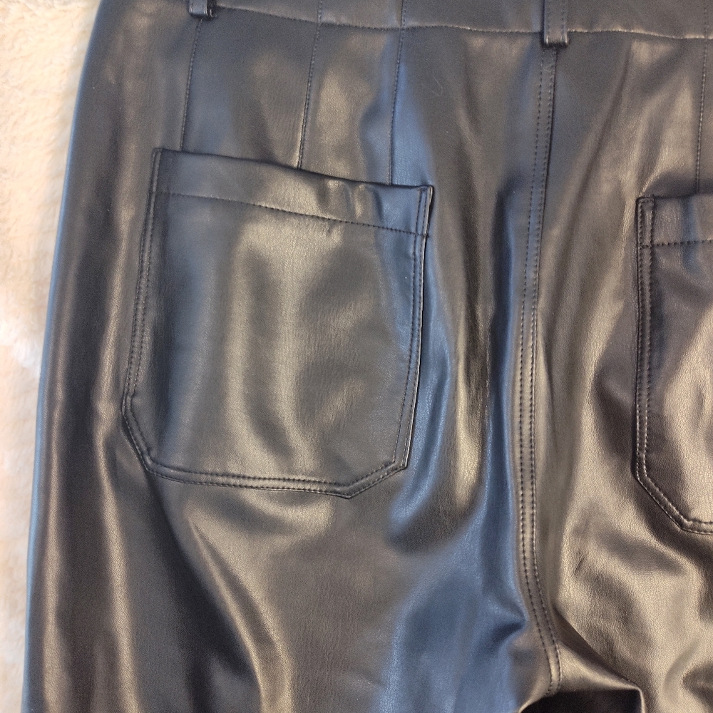 Maeve By Anthropology Black Faux Leather Pants Women's Size 32 - Picture 10 of 13